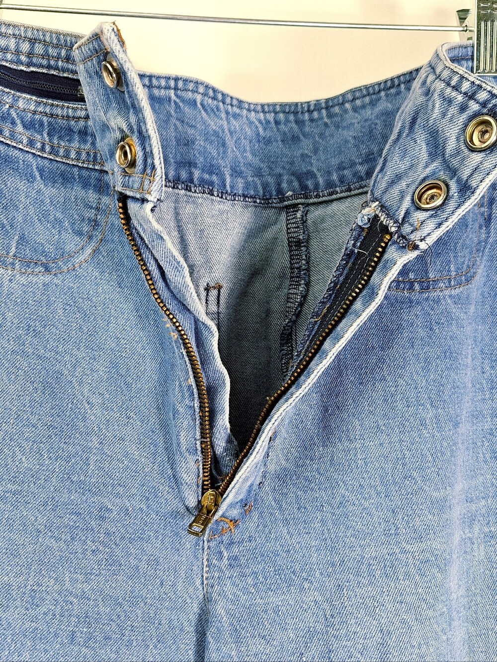Vintage 70s Jag Sailor Jeans High Waist Wide Leg Denim Sz 29x32 Blue Hippie Boho - Picture 7 of 9